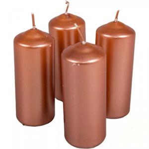 Metál henger gyertya szett 40x100mm - Rosegold