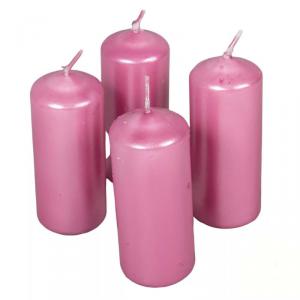 Metál henger gyertya szett 40x100mm - Rózsaszín