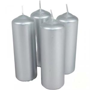 Metál henger gyertya szett 40x120mm - Ezüst