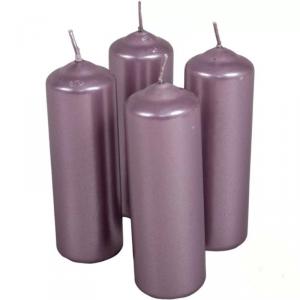 Metál henger gyertya szett 40x120mm - Halvány Lila