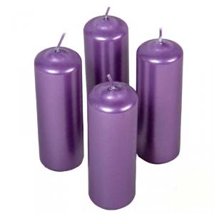 Metál henger gyertya szett 40x120mm - Lila