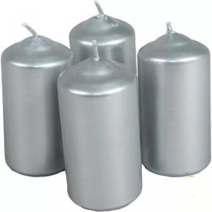 Metál henger gyertya szett 40x80mm - Ezüst