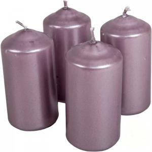 Metál henger gyertya szett 40x80mm - Halvány Lila