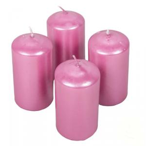 Metál henger gyertya szett 50x100mm - Rózsaszín