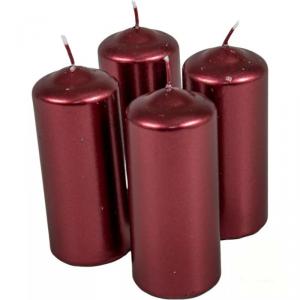 Metál henger gyertya szett 50x120mm - Bordó