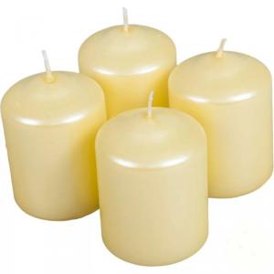 Metál henger gyertya szett 60x80mm - Krém
