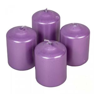 Metál henger gyertya szett 60x80mm - Lila