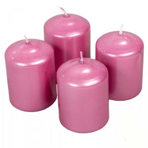 Metál henger gyertya szett 60x80mm - Rózsaszín