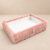 ReLioFi műszőrme szalagos box – fehér, rózsaszín szőrmével, 30 × 20 × 6 cm