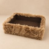 ReLioFi műszőrme szalagos box – sötétbarna, 22 × 21 × 7 cm