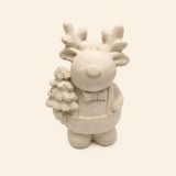 Szarvas fenyőfával kerámiapor figura – natúr