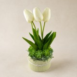 Tulipános asztaldísz Kerámiapormánia kaspóban