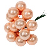 Üveggömb pick 2 cm - Barack - Fényes 12 db