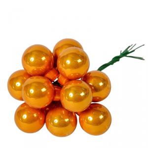 Üveggömb pick 2 cm - Borostyán - Fényes 12 db