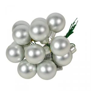 Üveggömb pick 2 cm - Ezüst - Matt 12 db