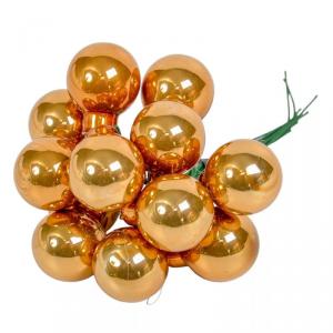 Üveggömb pick 2 cm - Gyömbér barna- Fényes 12 db