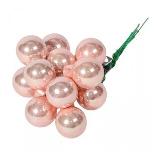 Üveggömb pick 2 cm - Rózsaszín - Fényes 12 db