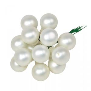 Üveggömb pick 2 cm - Téli fehér - Matt 12 db