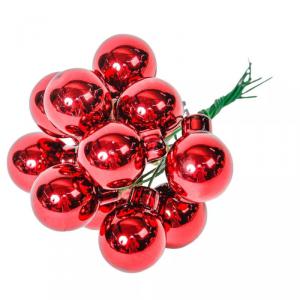 Üveggömb pick 2,5 cm - Bordó - Fényes 12 db