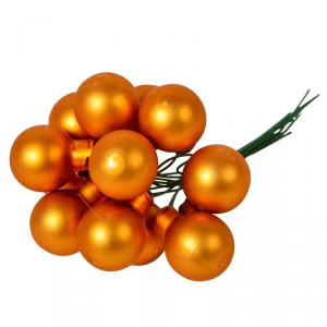 Üveggömb pick 2,5 cm - Borostyán - Matt 12 db