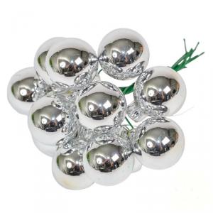 Üveggömb pick 2,5 cm - Ezüst - Fényes 12 db
