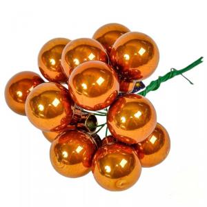 Üveggömb pick 2,5 cm - Fahéj - Fényes 12 db