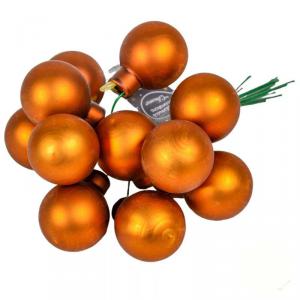 Üveggömb pick 2,5 cm - Fahéj - Matt 12 db