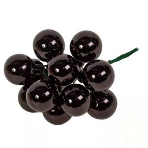 Üveggömb pick 2,5 cm - Fekete - Fényes 12 db