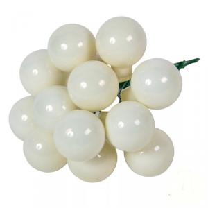 Üveggömb pick 2,5 cm - Gyapjú Fehér - Fényes 12 db