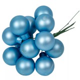 Üveggömb pick 2,5 cm - Jég kék - Matt 12 db
