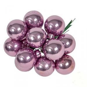 Üveggömb pick 2,5 cm - Kristály lila - Fényes 12 db