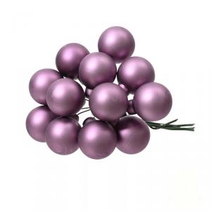 Üveggömb pick 2,5 cm - Kristály lila - Matt 12 db
