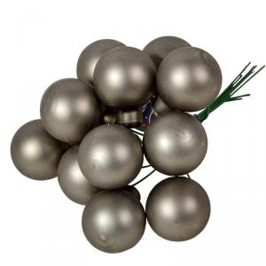 Üveggömb pick 2,5 cm - Meleg szürke - Matt 12 db