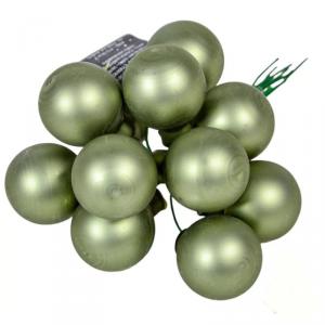 Üveggömb pick 2,5 cm - Mohazöld - Matt 12 db