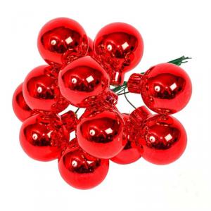 Üveggömb pick 2,5 cm - Piros - Fényes 12 db