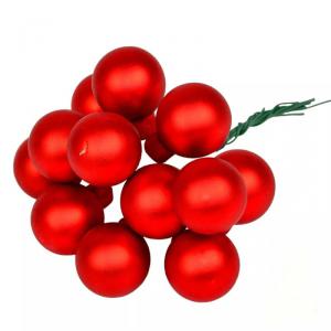 Üveggömb pick 2,5 cm - Piros - Matt 12 db