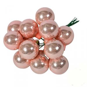 Üveggömb pick 2,5 cm - Rózsaszín - Fényes 12 db