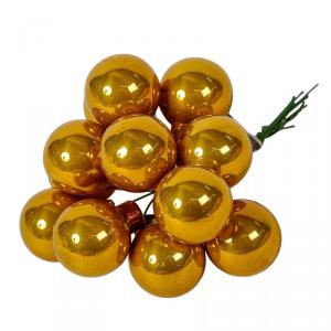 Üveggömb pick 2,5 cm - Sötét arany (mustár) - Fényes 12 db