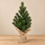 Zöld műfenyő jutazsákban – 40 cm