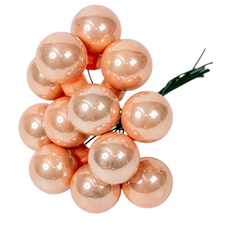 Üveggömb pick 2 cm - Barack - Fényes 12 db