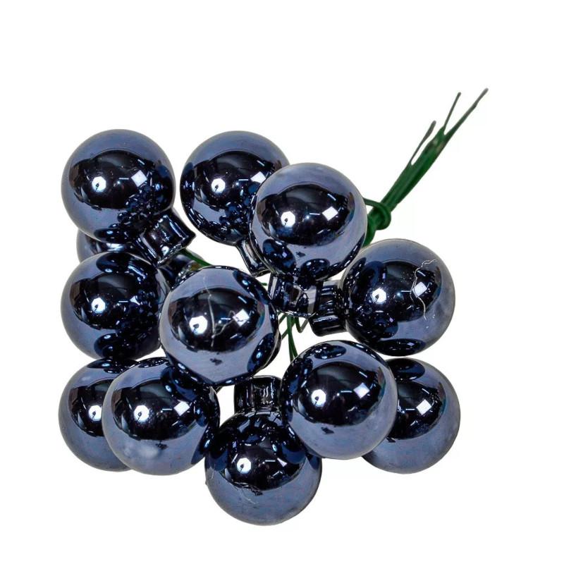 Üveggömb pick 2 cm - Éj Kék - Fényes 12 db
