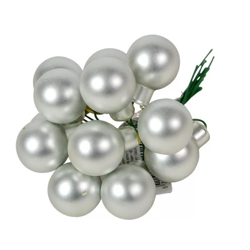 Üveggömb pick 2 cm - Ezüst - Matt 12 db