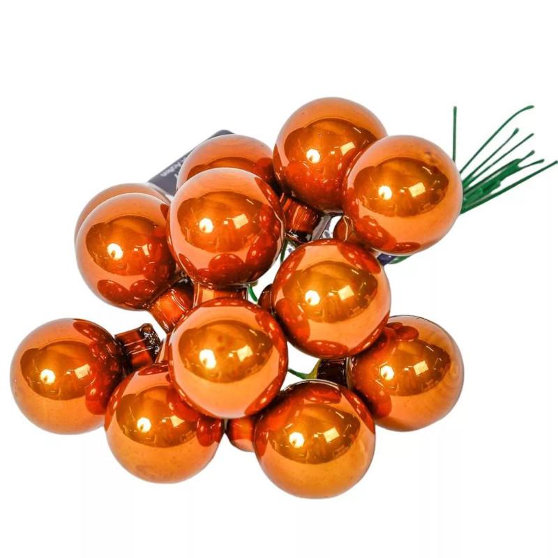 Üveggömb pick 2 cm - Fahéj - Fényes 12 db