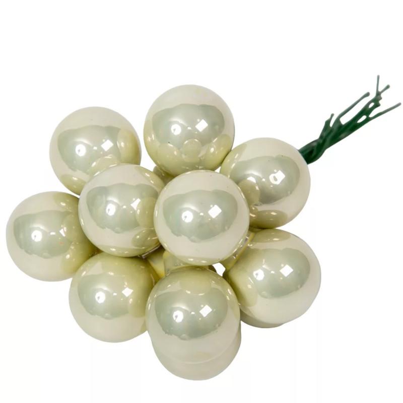Üveggömb pick 2 cm - Fehérmenta - Fényes 12 db