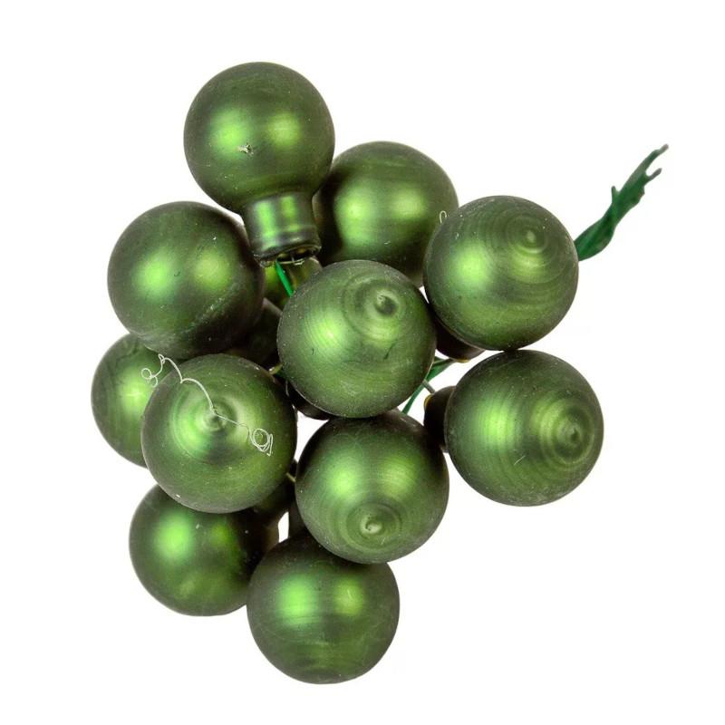 Üveggömb pick 2 cm - Fenyő zöld- Matt 12 db