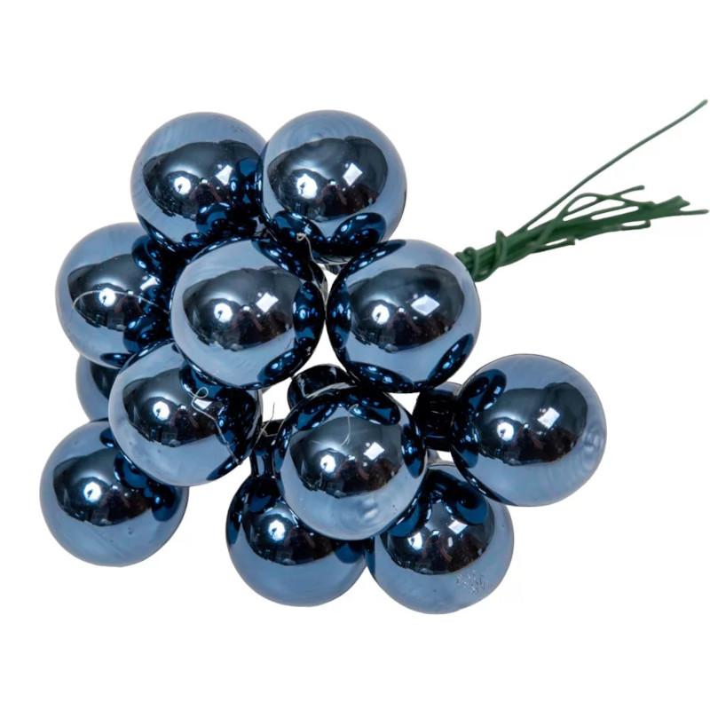 Üveggömb pick 2 cm - Jég kék 2 - Fényes 12 db