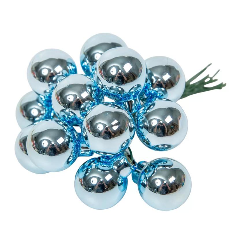 Üveggömb pick 2 cm - Jég kék - Fényes 12 db