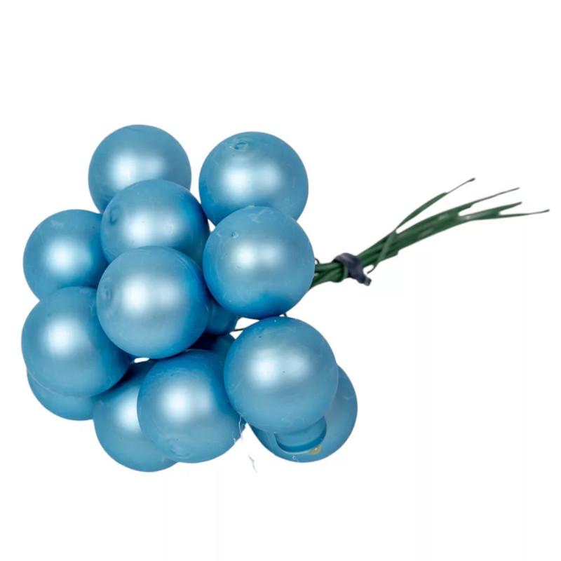 Üveggömb pick 2 cm - Jég kék - Matt 12 db