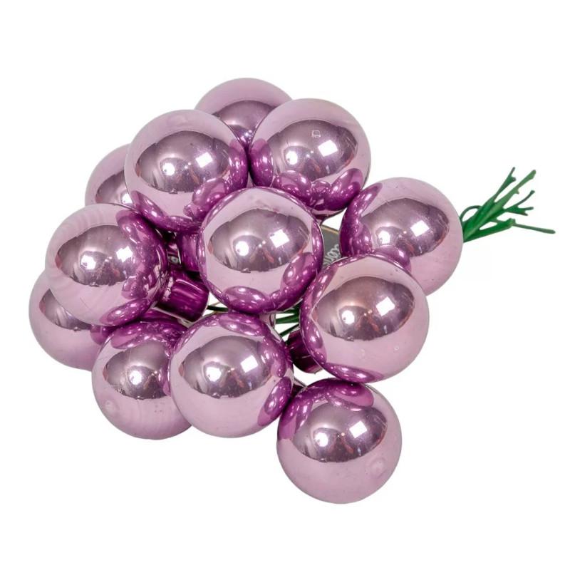 Üveggömb pick 2 cm - Kristály lila - Fényes 12 db