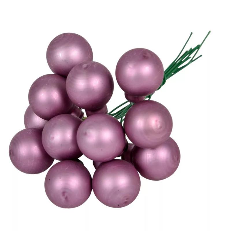 Üveggömb pick 2 cm - Kristály lila - Matt 12 db